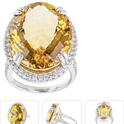 Citrine Cocktail Ring size 8