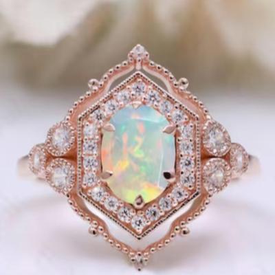 Oval Cut Art Deco Rose Gold Ring