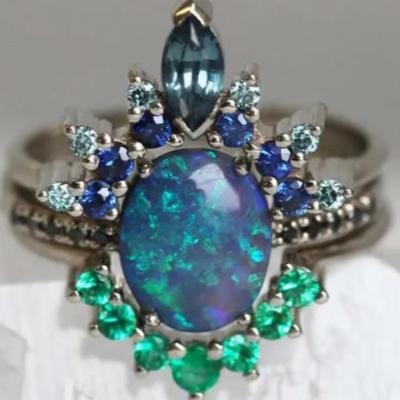 Black Opal & Sapphire Bridal Set