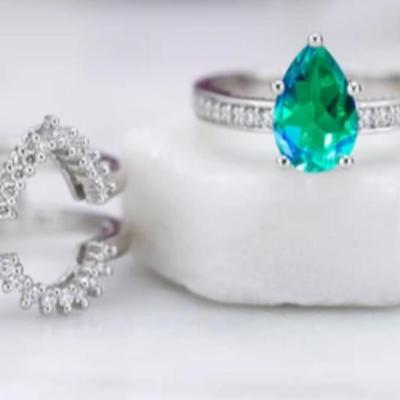 Peacock Tourmaline Pear Cut 3 Pc Bridal Set