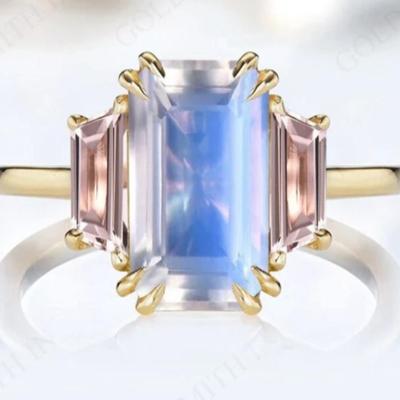 Moonstone 3 Gemstone Ring