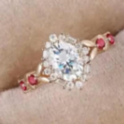 Oval Cut Moissanite & Ruby Ring