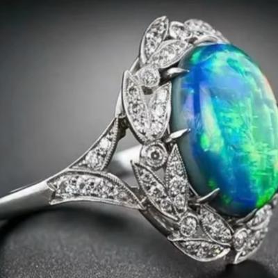 Vintage Opal Cocktail Ring 925