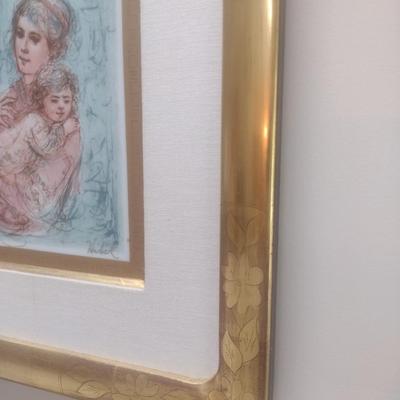 Edna Hibel Framed 'Lenore and Child' on Porcelain Tile