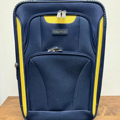 Nautica Open Seas Carry-On Luggage 21" Navy and Yellow Spinner Style