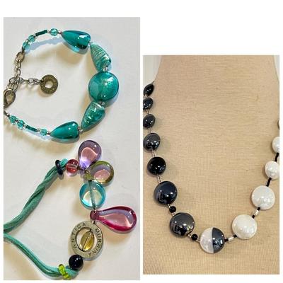 3 Pc. Lot Designer Antika Murrina Murano Glass Jewelry - 2 Bracelets 1 Necklace