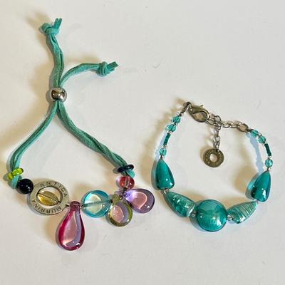 3 Pc. Lot Designer Antika Murrina Murano Glass Jewelry - 2 Bracelets 1 Necklace
