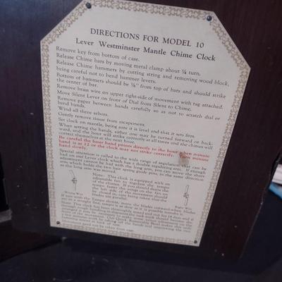 HERSCHEDE LEVER WESTMINSTER MANTLE CHIME CLOCK WITH KEY