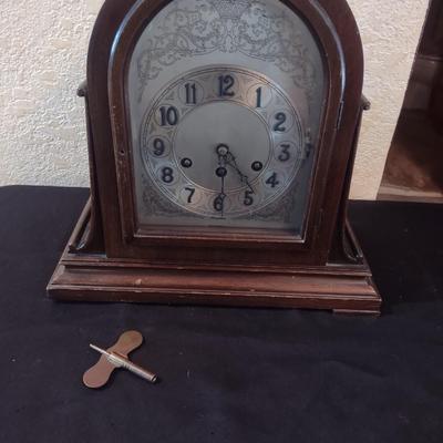 HERSCHEDE LEVER WESTMINSTER MANTLE CHIME CLOCK WITH KEY