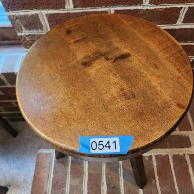 Vintage Solid Wood Round Adjustable Stool 18" to 24" Height