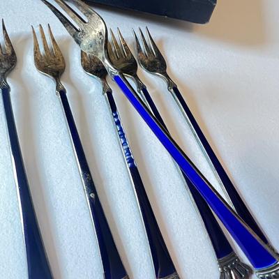 2 Sets Vintage MCM Forks - Ela Denmark Sterling, Deichert German Plated