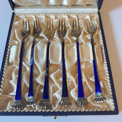 2 Sets Vintage MCM Forks - Ela Denmark Sterling, Deichert German Plated
