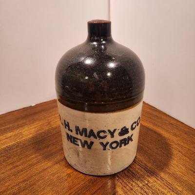 R.H. Macy & Co. New York Stoneware Crock Whiskey Jug