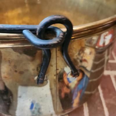 Large Brass Pot w Handle 20" diaX 12" h