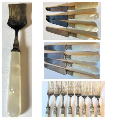 17 Pc. Lot Antique Mother of Pearl Sterling Cutlery - Landers Frary and Clark