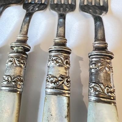 17 Pc. Lot Antique Mother of Pearl Sterling Cutlery - Landers Frary and Clark