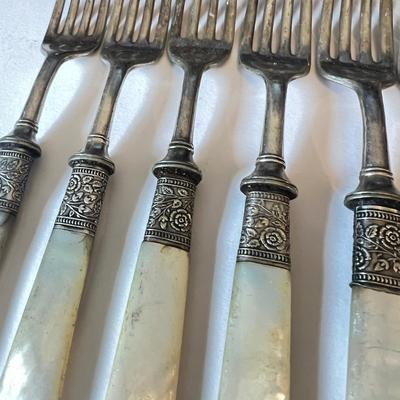 17 Pc. Lot Antique Mother of Pearl Sterling Cutlery - Landers Frary and Clark