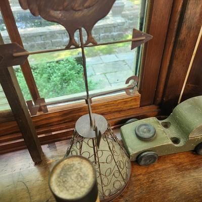 Collectible Decor Lot , National Washboard, Pickup sticks , Hyman Viener Charles Town Matches Holder and more