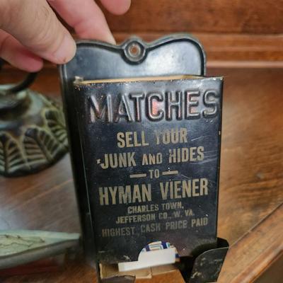 Collectible Decor Lot , National Washboard, Pickup sticks , Hyman Viener Charles Town Matches Holder and more