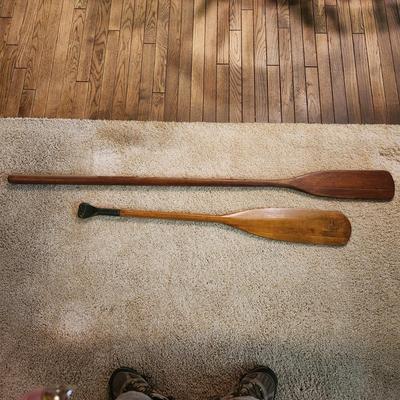 2 Vintage Paddle Oars 42" & 60" with Hanging Eyelets
