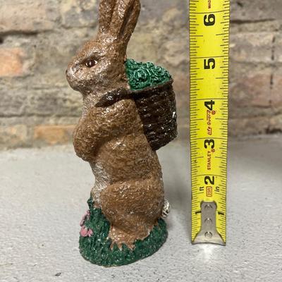 Sale Photo Thumbnail #17: Adorable lighted bunnies at a campfire by Vickie Jean’s Creations, dapper large bunny with his walking stick and small bunny with his pack from the Enesco Haresnickel line.