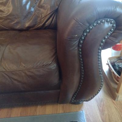 Large Three Cushion Leather Couch