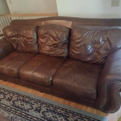 Large Three Cushion Leather Couch