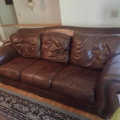 Large Three Cushion Leather Couch