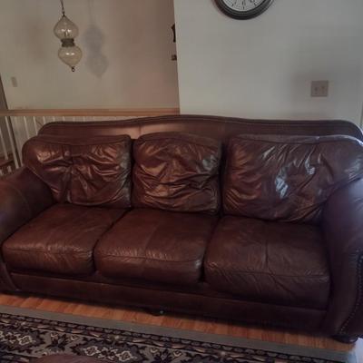 Large Three Cushion Leather Couch