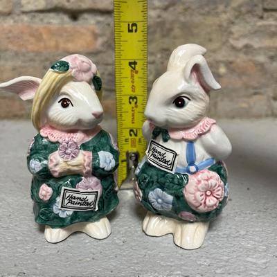 Sale Photo Thumbnail #51: Sweet little salt and pepper shakers and clever cream & sugar set. Sugar bunny’s rose is the end of the spoon!