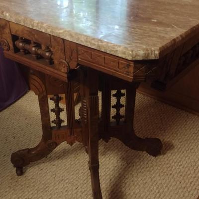 Antique Eastlake Marble Top Table