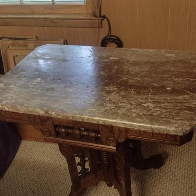 Antique Eastlake Marble Top Table
