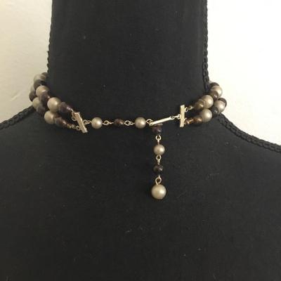 Gorgeous, vintage, double strand, apricot crystal glass beaded necklace