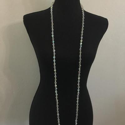 Beautiful vintage, Aurora Borealis, long crystal necklace