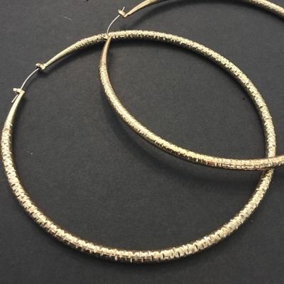 Extra large sparkly gold, toned hoop earrings