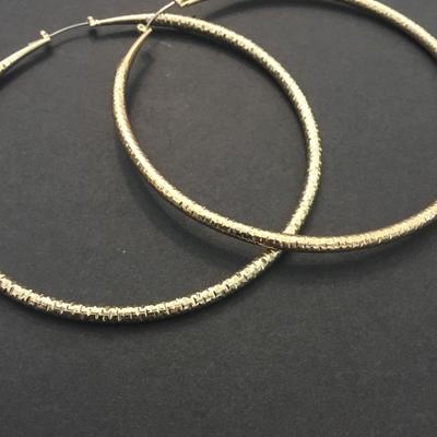 Extra large sparkly gold, toned hoop earrings