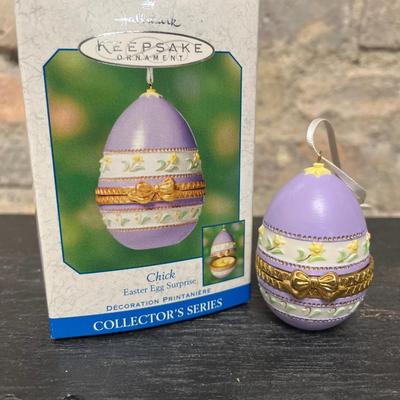 Sale Photo Thumbnail #70: Hallmark Easter Egg Surprise chick, duck and rabbit eggs and set of miniature egg and carrot ornaments