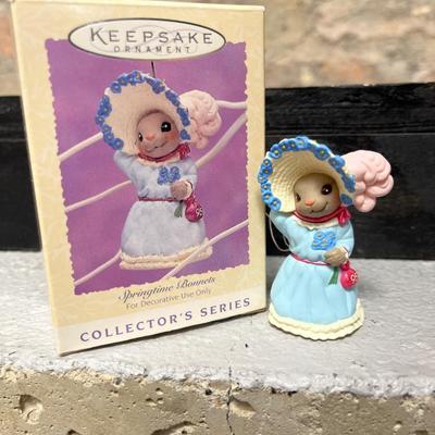 Sale Photo Thumbnail #82: Two Apple Blossom Lane ornaments, Springtime Bonnets, Sweet as Sugar, Passenger Car from Cottontail Express, and Gentle Guardian