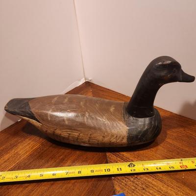 Hand Carved Folk Art Duck Decoy Signed FF