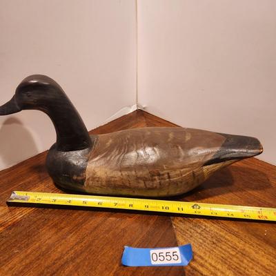 Hand Carved Folk Art Duck Decoy Signed FF