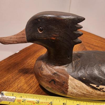 Hand Carved Merganser Duck Decoy Signed FF