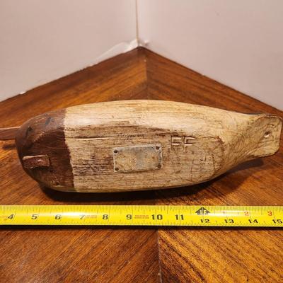 Hand Carved Merganser Duck Decoy Signed FF