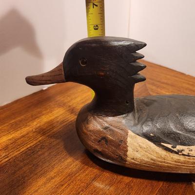 Hand Carved Merganser Duck Decoy Signed FF