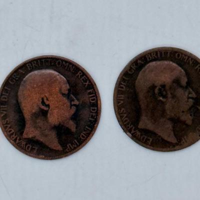 1903 & 1906 Large Bronze UK England Pennies