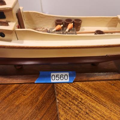 Wooden Scale Model of Fishing Work Boat