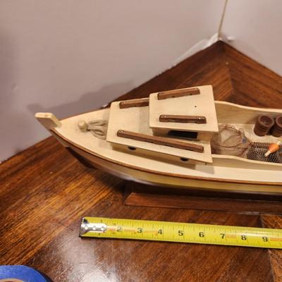 Wooden Scale Model of Fishing Work Boat