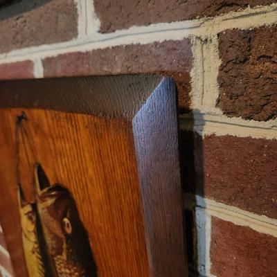 2 Wood Wall Art Pheasant & Fish 15x22