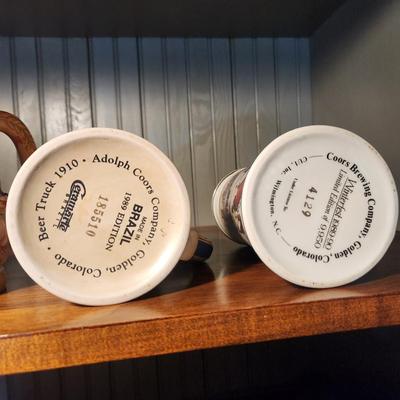 Lot 5 Beer Mugs Steins Budweiser Hamm's Coors Bar Barware