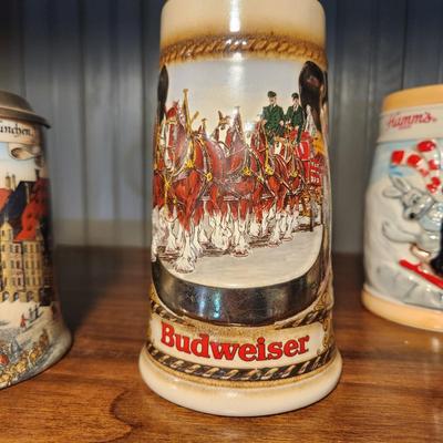 Lot 5 Beer Mugs Steins Budweiser Hamm's Coors Bar Barware