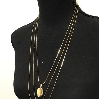 Beautiful Multi layered gold, toned, vintage, locket necklace
